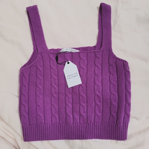 English Factory Cable Knit Tank Top Sz M - Picture 4 of 9